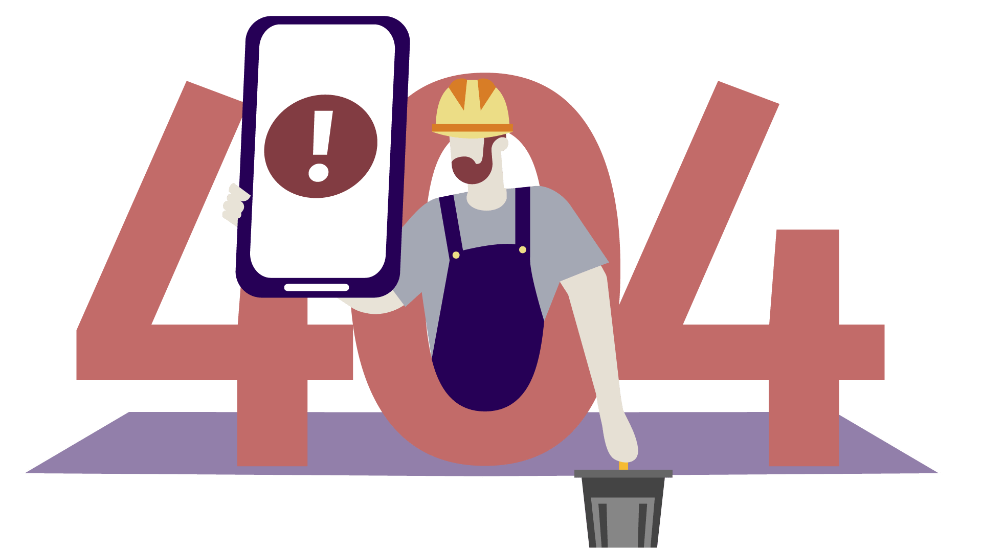 Die Zahl 404. In der Mitte der 0 ein Bauarbeiter mit übergroßem Handy, auf dem Display ein Ausrufezeichen. An dieser Seite wird zur Zeit gearbeitet.
